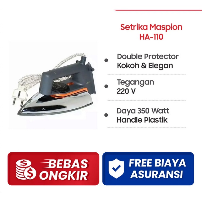 SETRIKA MASPION HA 110 NON STICK COATING