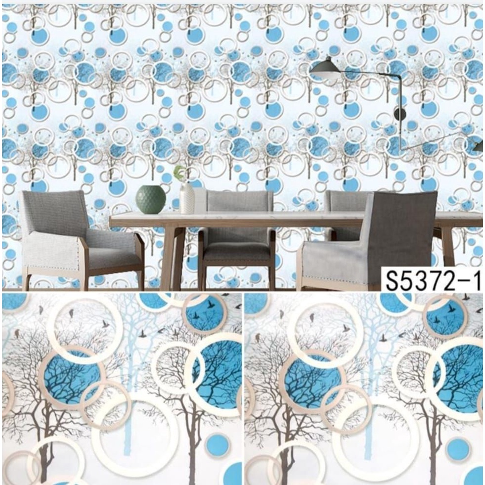 Walpaper Dinding Wallpaper Stiker Dinding Motif 3D POLDKADOT BIRU Elegant Warna Soft Wallpaper Ruang Tamu Aesthetic