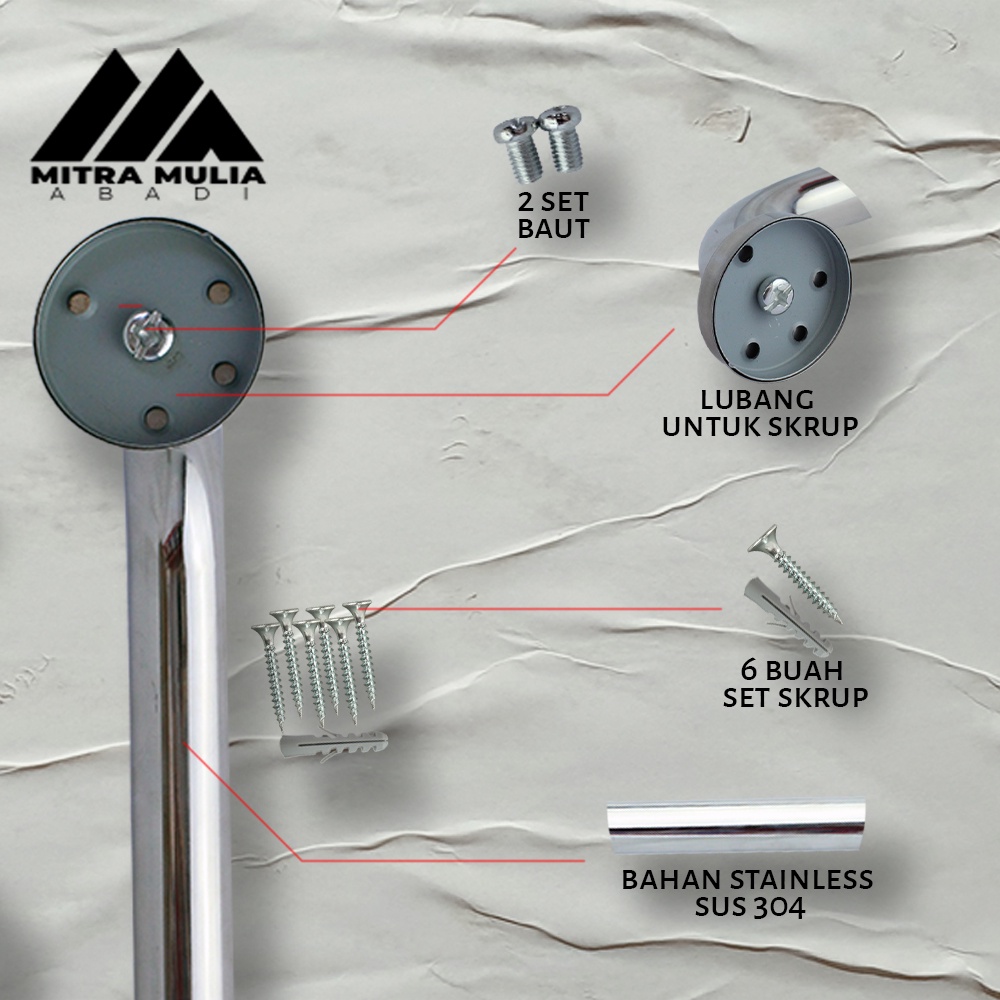 Handle Pegangan Bathup SUS 304 |Pegangan Bathub Kamar Mandi Stainless - 30 CM