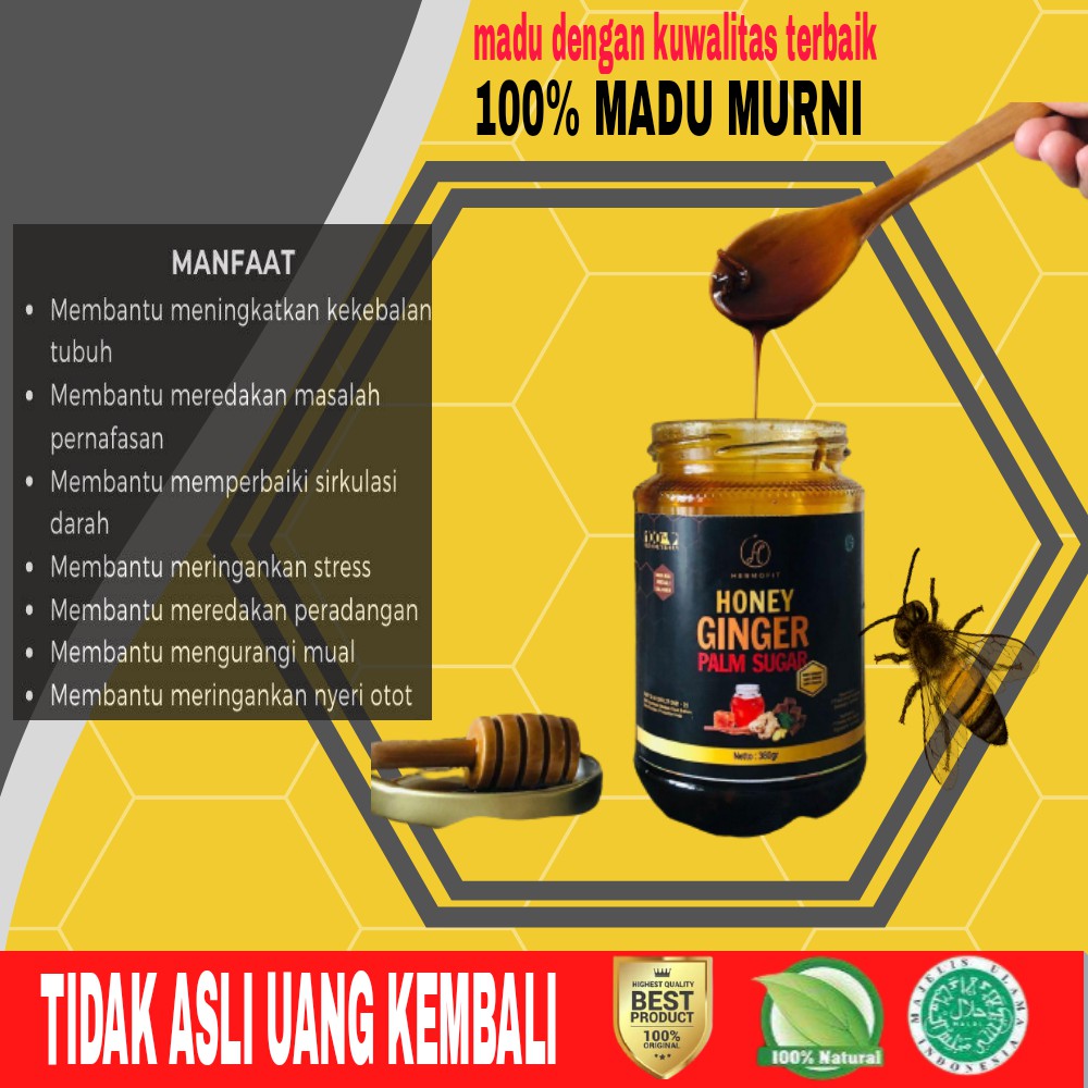 

HERMOFIT HONEY GINGER PALM SUGAR MADU ASLI DAN IRISAN JAHE GULA