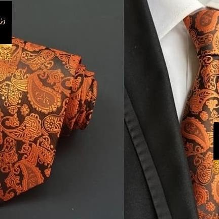 Dasi Batik Import Pria Warna Orange Tua 3 Inch Platinum Class