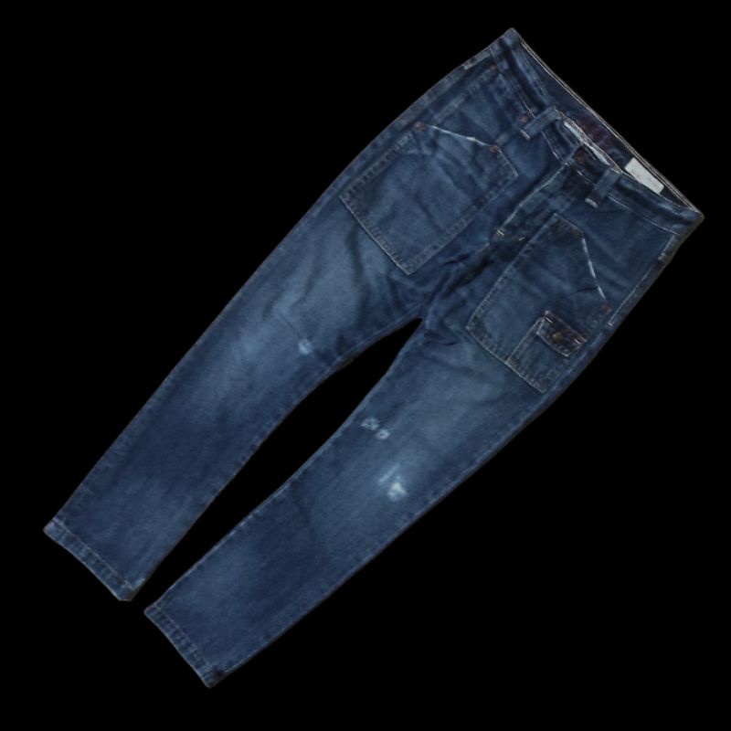 CELANA JEANS DENIM WASHED RIPPED STRETCH FATIGUE CARPENTER DOUBLE KNEE GAP ORIGINAL SECOND PRELOVED.