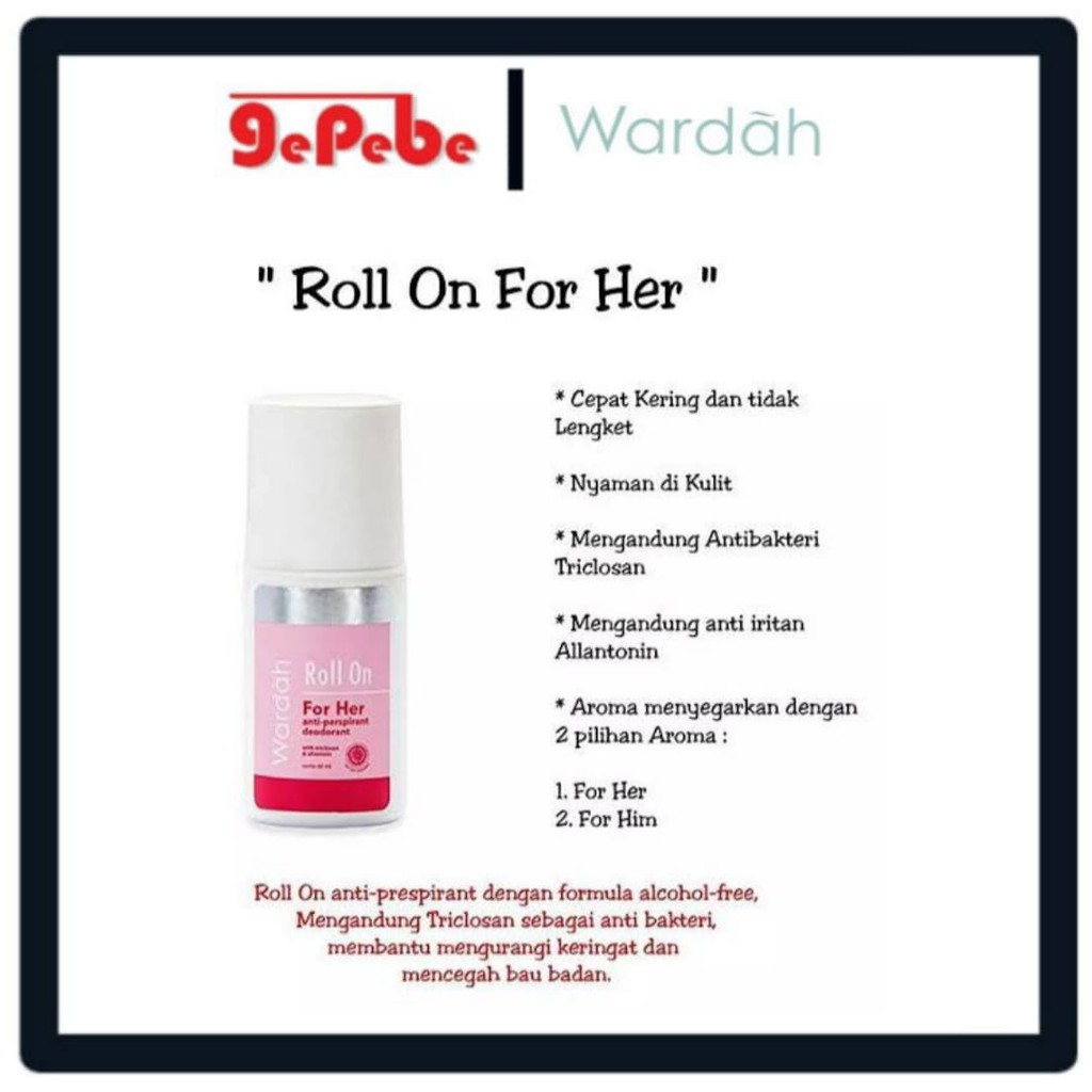 wardah roll on deodorant for her 60ml