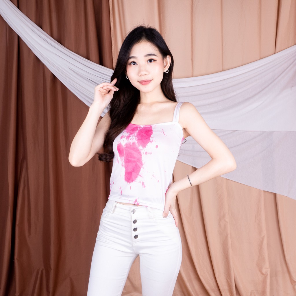 Korean Knit Tank Top | TANK TOP TALI RIB |SALE MURAH 1 KG MUAT 12PC-TDYE PINK