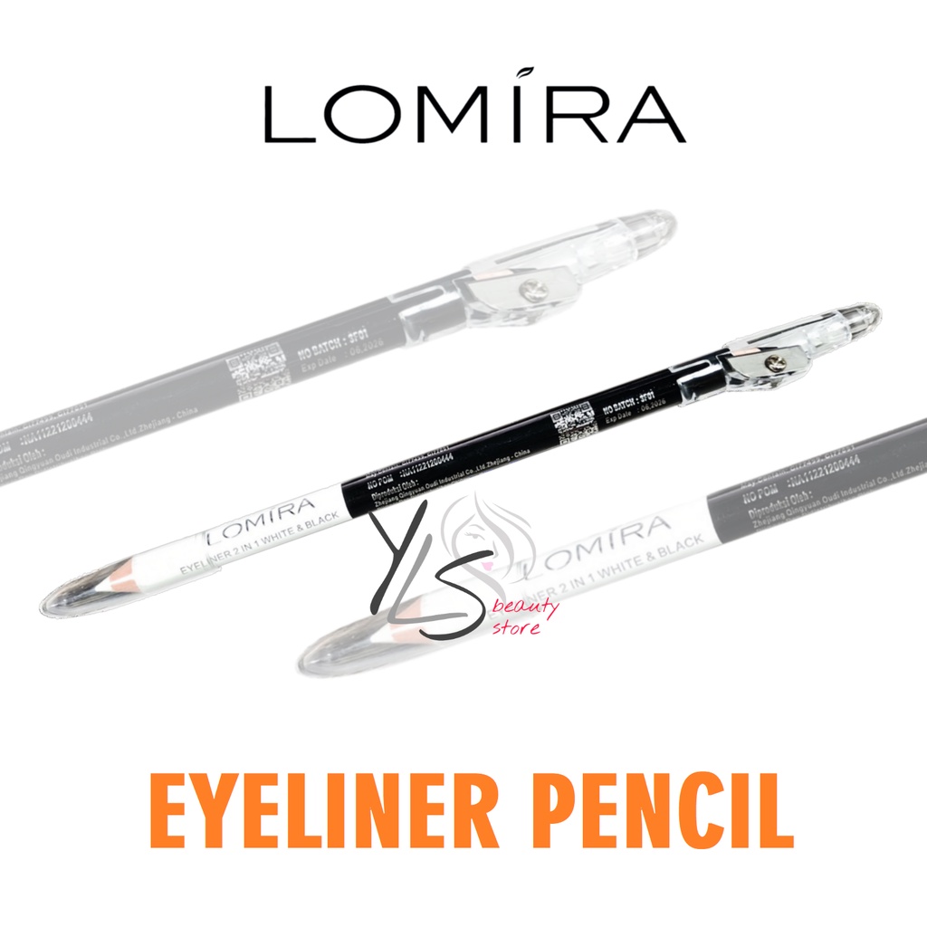 LOMIRA EYELINER PENCIL 2in1 WHITE &amp; BLACK - TERDAFTAR BPOM - EYELINER PENSIL LOMIRA - EYELINER MURAH