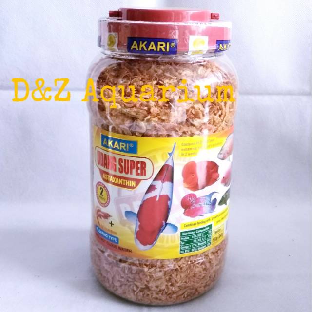 Akari Udang Super Kering 650 gr / Pakan Premium Quality / Makanan Untuk Ikan Louhan Koi Red