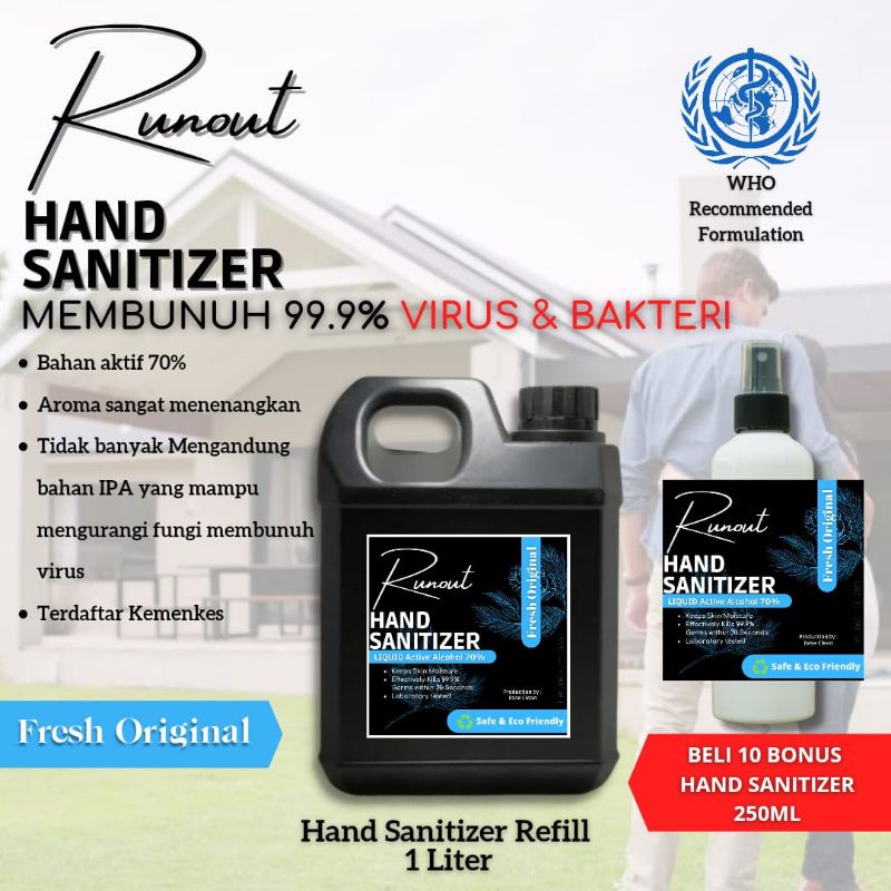 Hand Sanitizer 1 Liter / Liquid / Cair / Fresh Original / Refill / 1000 ML