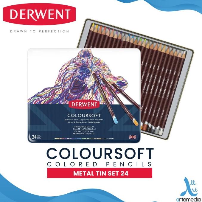 

(BISA COD) Pensil Warna Derwent 24 Tin Coloursoft Color Pencil PROMO Kode 3