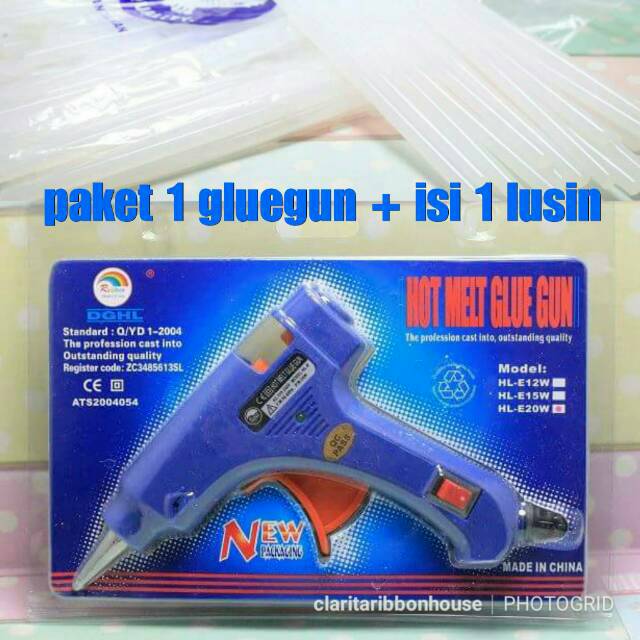 GlueGun Plus Lem 12pcs Paket Gluegun Lem