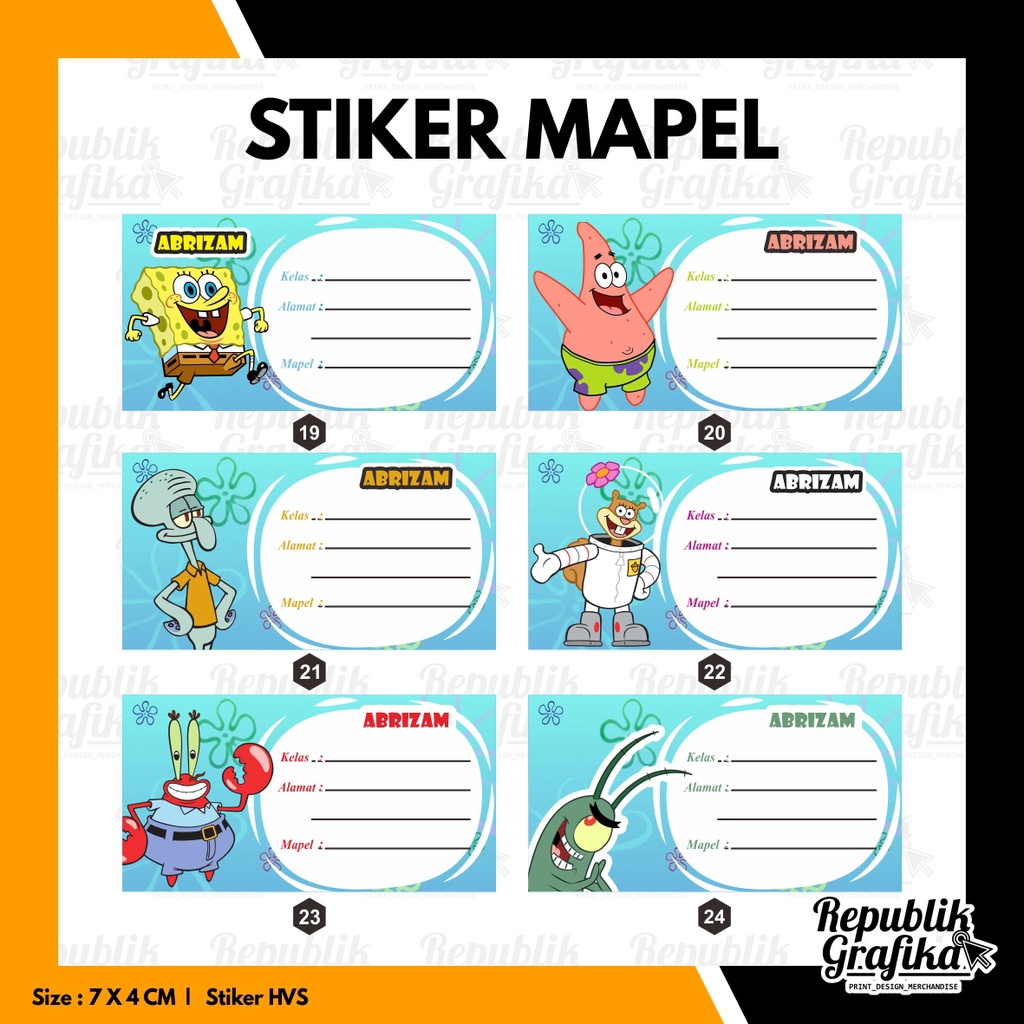 (Isi 20 lbr) STIKER MAPEL - LABEL BUKU PELAJARAN SEKOLAH - STIKER MATA PELAJARAN