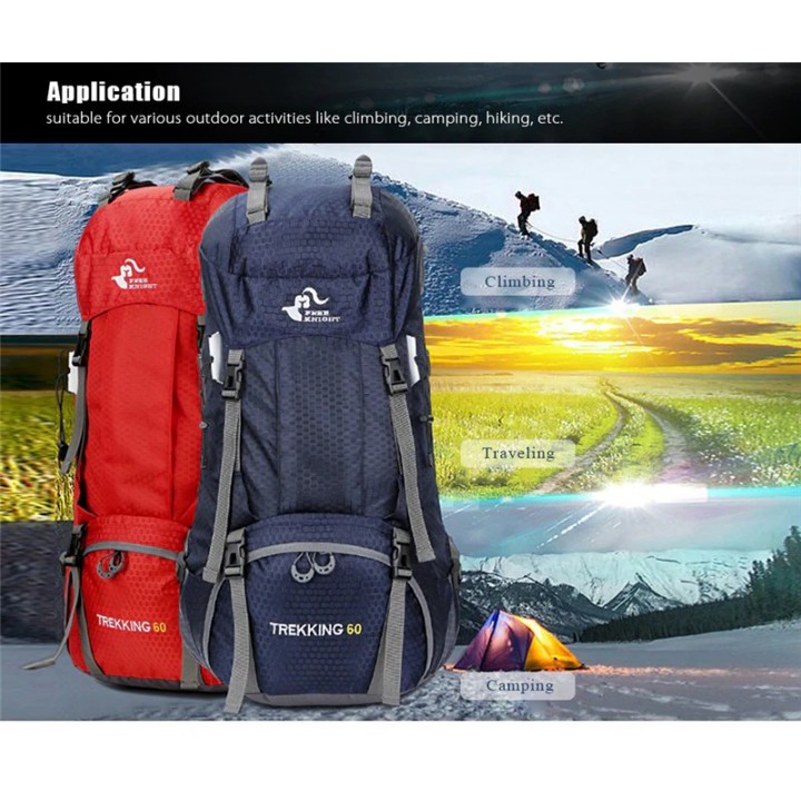 FREE KNIGHT - 60L Outdoor Waterproof Camping Backpack with Rain Cover
