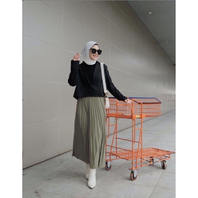 Vanilla hijab rok pleats