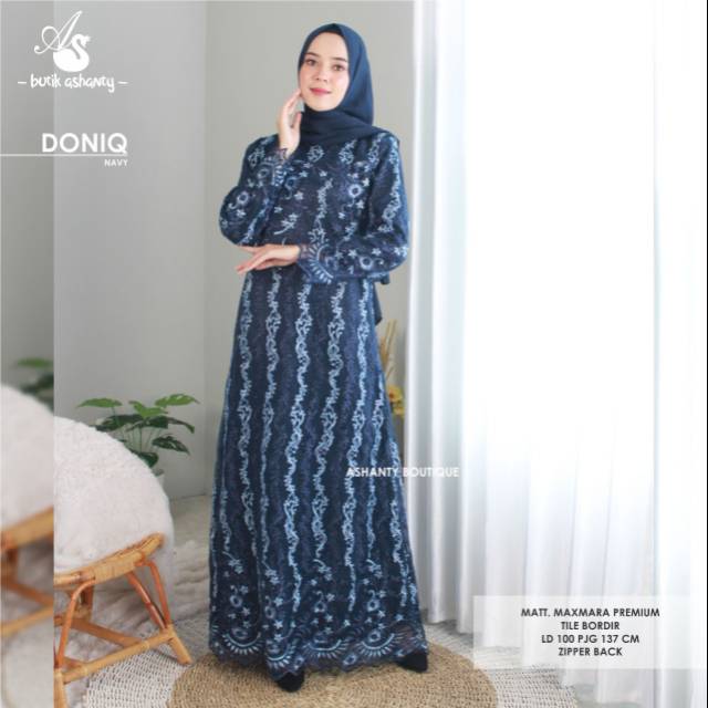 DRESS BAHAN MAXMARA PREMIUM MIX TILE BORDIR | ZIPPER BELAKANG | GAMIS