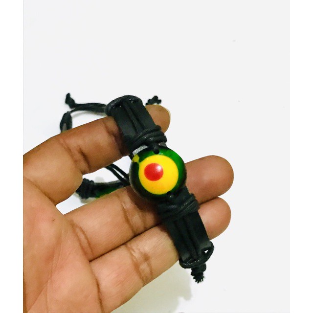 Gelang kulit asli motif rasta