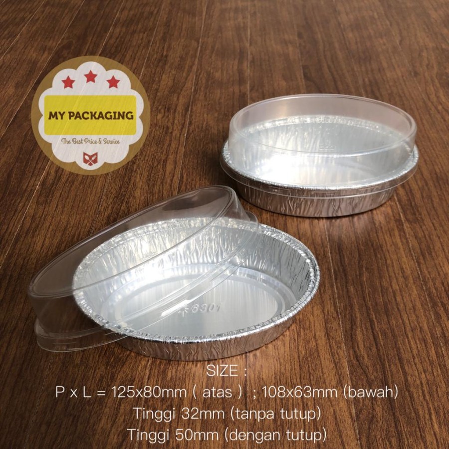 Aluminium Foil Food Container OVAL 180ml PREMIUM + Tutup (10set) 6301-P