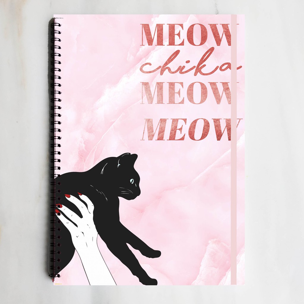 

MEOW CAT Pink Marble Spiral Ruled Grid Dotted Notebook Diary Journal Bujo School Buku Tulis