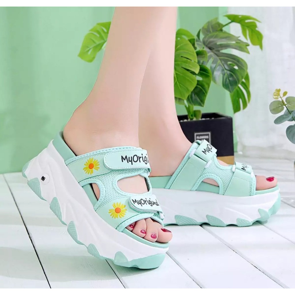 JS FASHION - SANDAL SELOP TALI WANITA BUNGA SP182