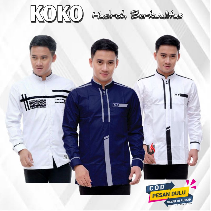 Baju Koko Hadroh Lengan panjang Putih  | Baju Kokoh Dewasa Lengan Panjang