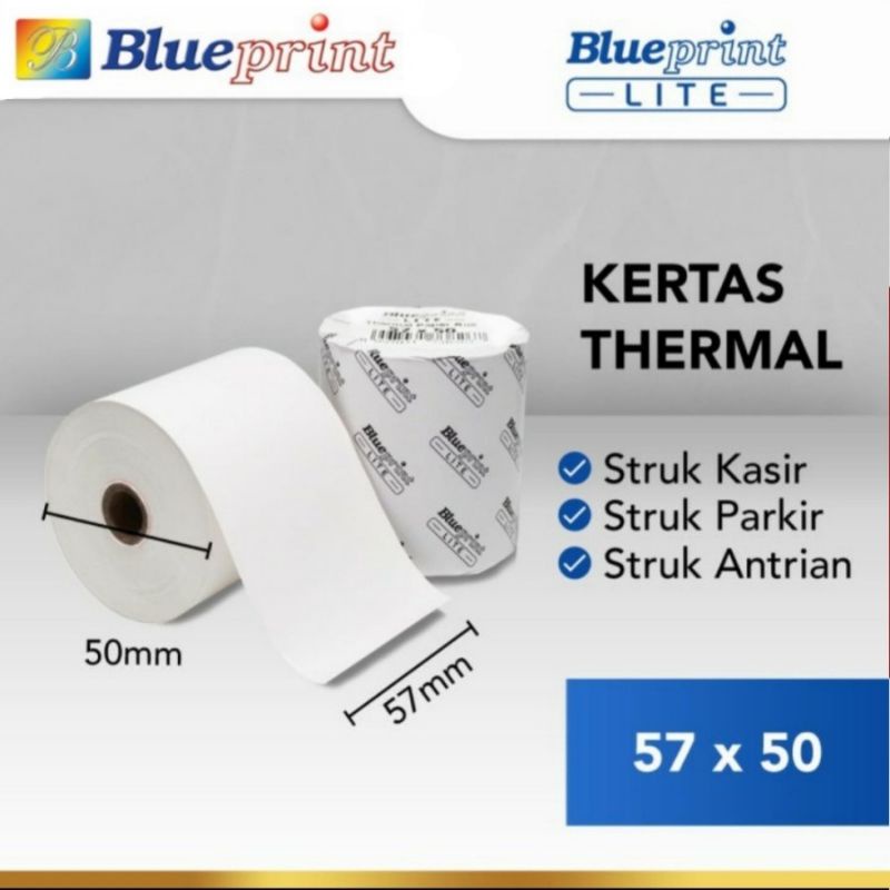 

[1 Pak/10 Roll] BLUEPRINT 57x50 Thermal Paper Kertas Struk Kertas Kasir