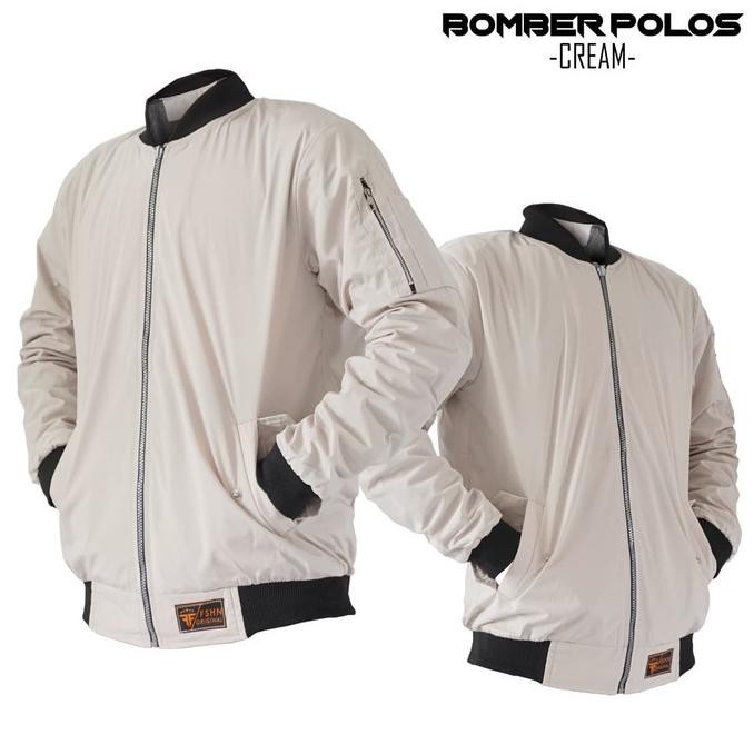 Jaket Bomber / Jaket Bomber Original / Jaket Cowo / Jaket Pria - Polos Cream, L
