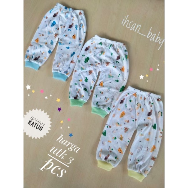 3 pcs celana panjang bayi katun 0-6 bulan