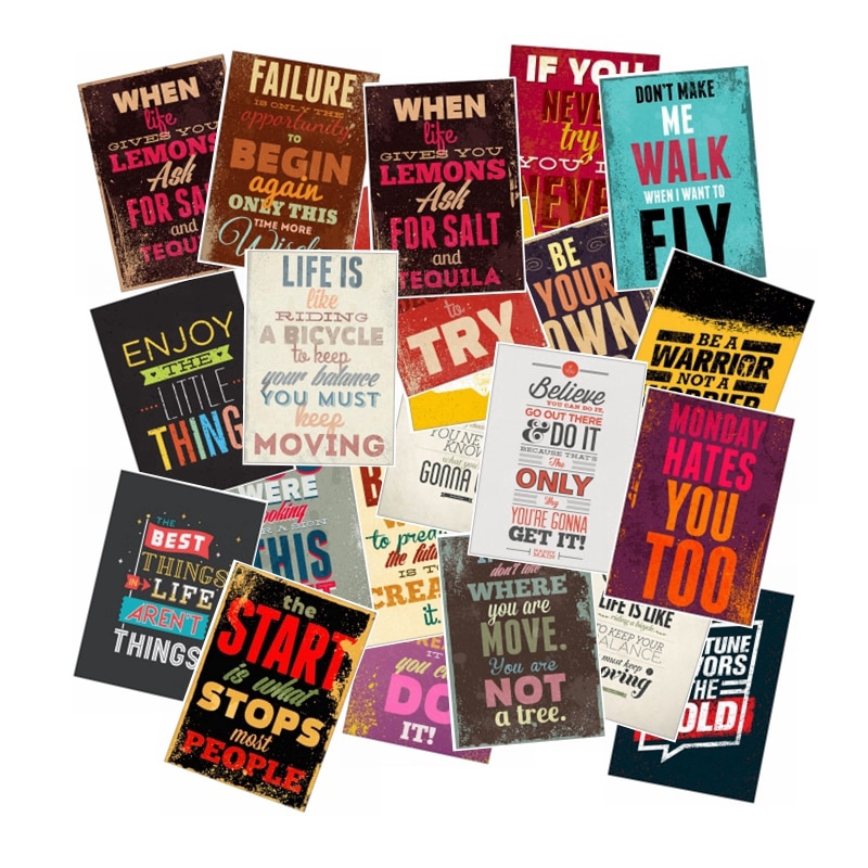 25pcs Inspirational Quote Design Stickers Mixed For Car Motorbike Phone Laptop Luggage Jdm