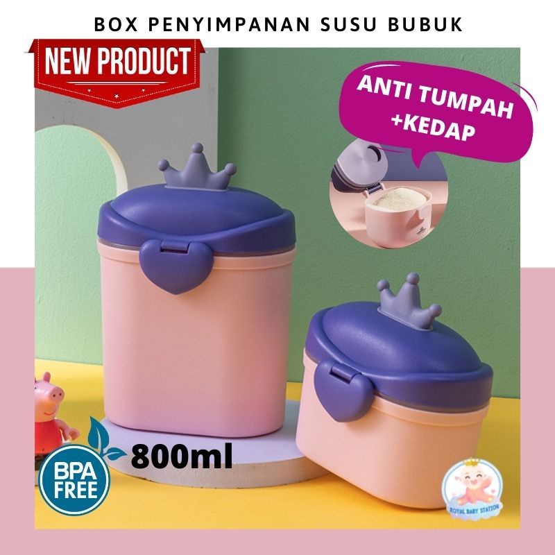 BIG SIZE 800ML Kotak Tempat Penyimpanan Box Susu Bayi Camilan Kedap Model Terbaru Crown Mahkota