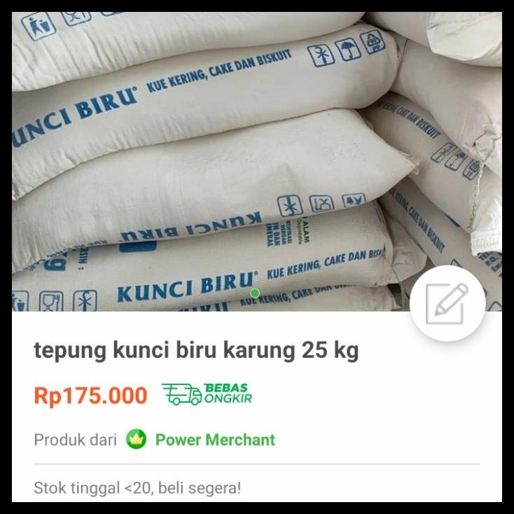 

Tepung Terigu Kunci Biru 25 Kg Grab Gojek