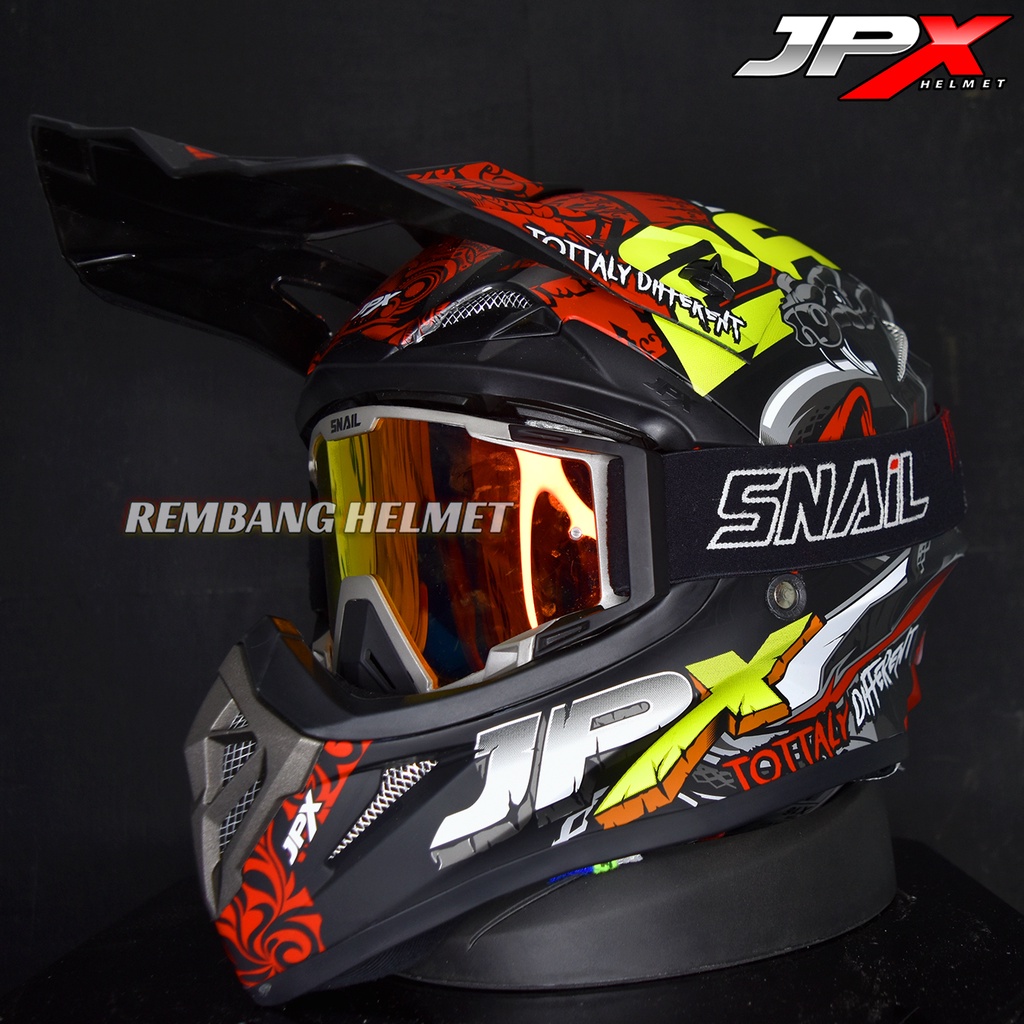 HELM JPX CROSS_FOX1 X16 - BLACK DOFF PAKET GANTENG GOOGLE SNAIL HELM JPX KLX ORIGINAL HELMET MOTO TRAIL SUPERMOTO HELM FULL FACE MOTO CROSS TERBAIK TERMURAH-MX40 MATT GREY/RED