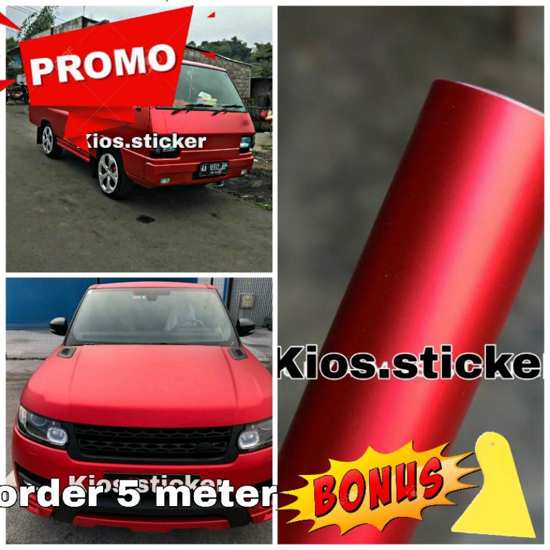 STIKER SKOTLET MOTOR MOBIL MERAH CHROM LEBAR 150CM SKOTLET MERAH CHROM DOFF
