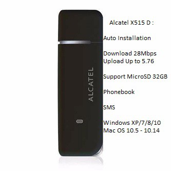 Modem USB Alcatel One Touch X515 X515D HSDPA HSPA+ 28Mbps Unlock All GSM support SMS Phonebook