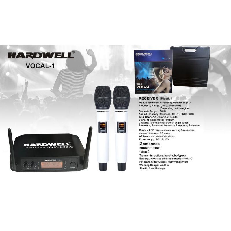 Mic wireless hardwell vocal-1 mic 2pegang .original