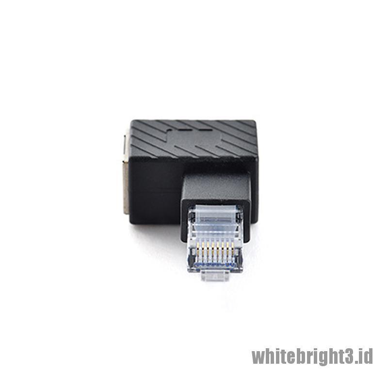 &lt; White3 &gt; Adapter RJ45 Male Ke Female Sudut Kanan / Kiri 90 Derajat 270 Derajat