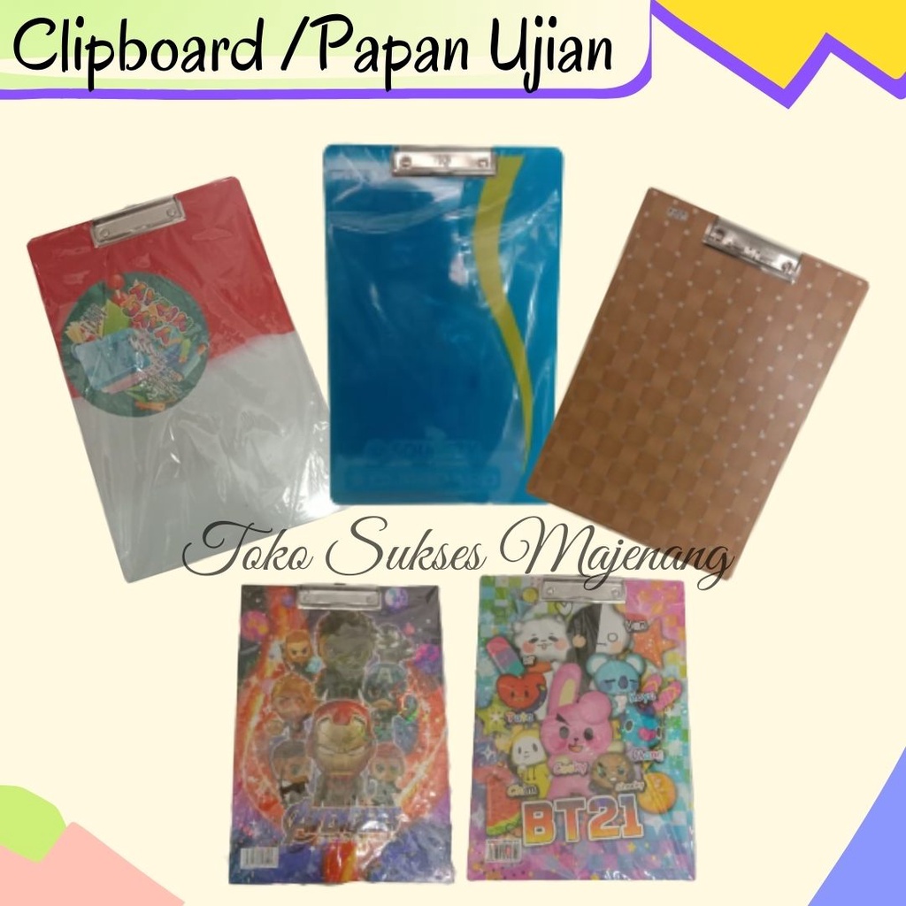 

CLIPBOARD CLIP BOARD / PAPAN UJIAN BANYAK MOTIF / CLIPBOARD KARAKTER / CLIP BOARD BANYAK MOTIF / PAPAN UNTUK UJIAN