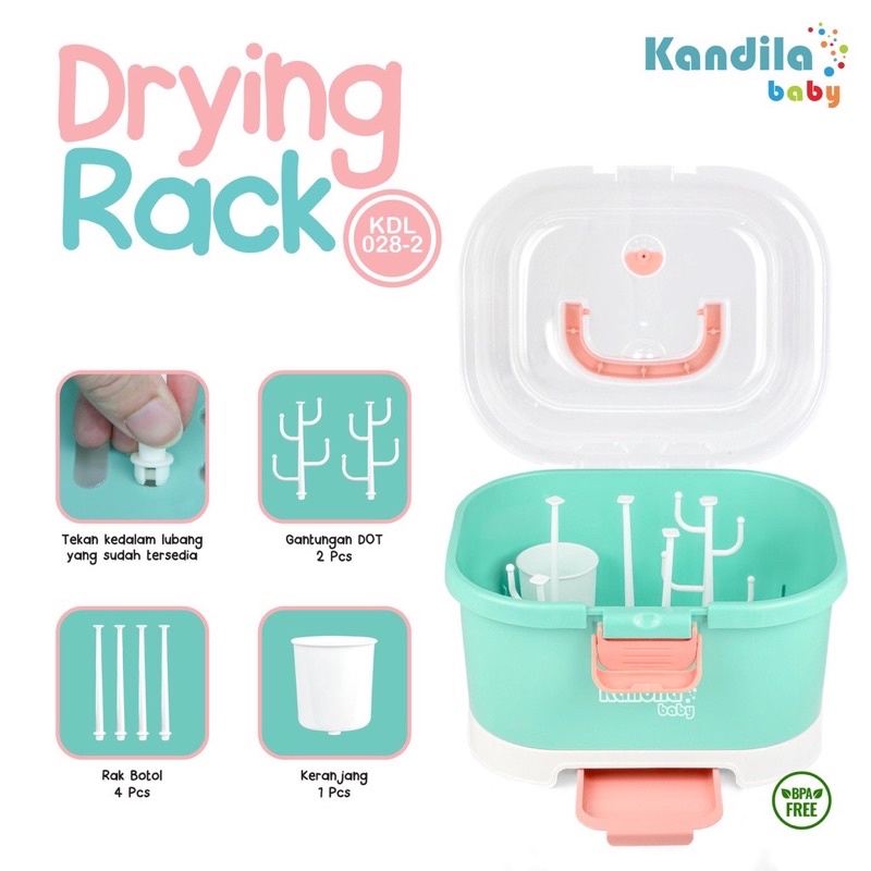 [GRATIS BUBBLEWRAP] Kandila Bottle Drying Rack Box KDL028-2 - Tempat Penyimpan Botol Susu Bayi Traveling Pengering Botol Peralatan Bayi