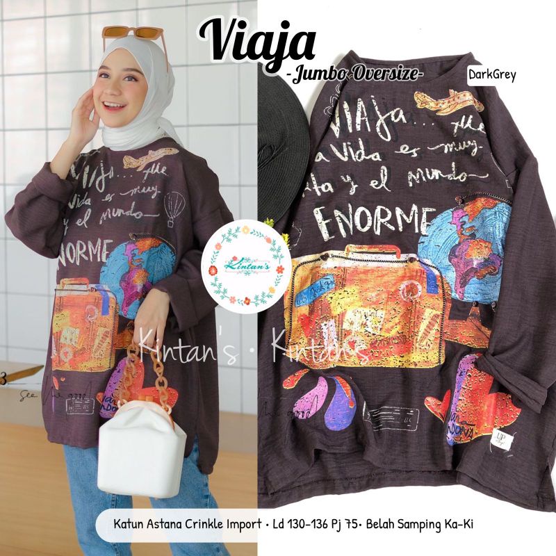 VIAJA JUMBO OVERSIZE BY KINTANS (OVERSIZE WANITA) Blouse oversize muslimah modern rekomended