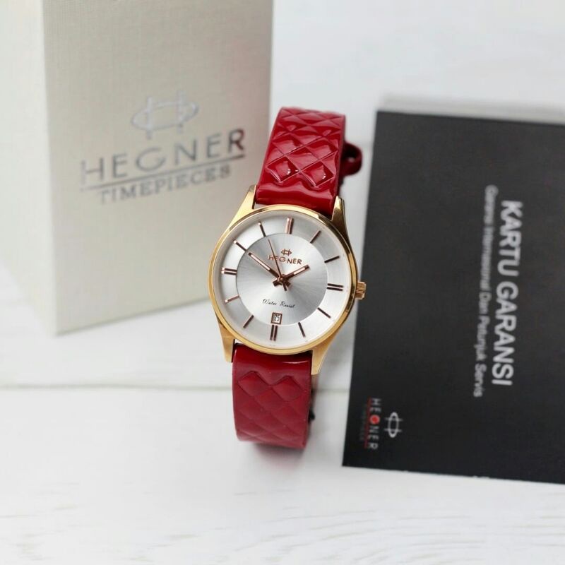 Jam tangan Hegner 416 Tali kulit Original Wanita