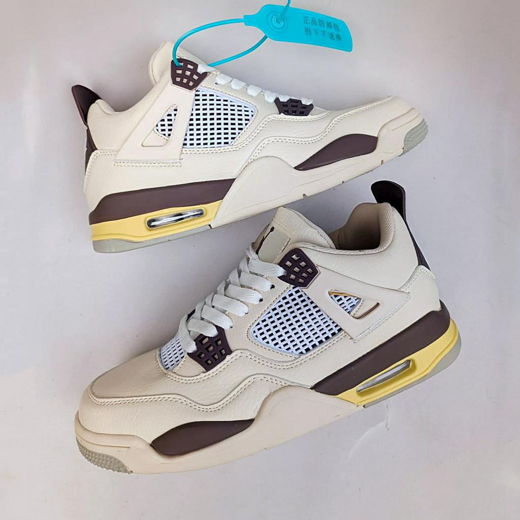 Sepatu Olahraga Sepatu Basket AJ 4 Retr0 Medium Grey Cream Brown