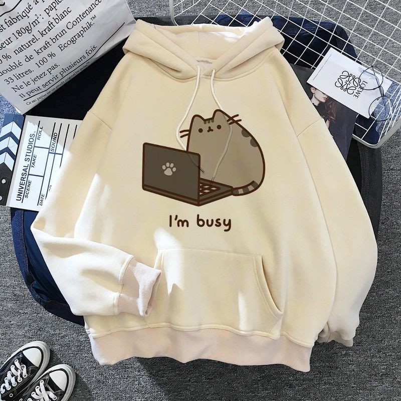 HOODIE WANITA CARTOON I'M BUSY - ATASAN LUCU PREMIUM