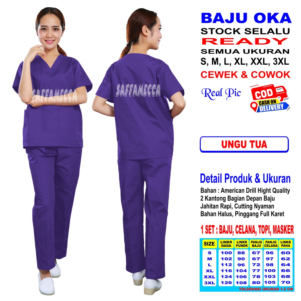 BAJU OK  BAJU OKA  OKA  SCRUB OKA  SCRUB PERAWAT  BAJU JAGA LENGAN PENDEK BR READY