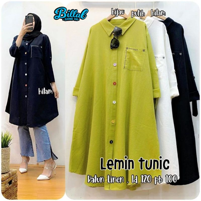 ATASAN WANITA MUSLIM BAHAN LINEN LD 122 LEMIN TUNIC Y BILLAL