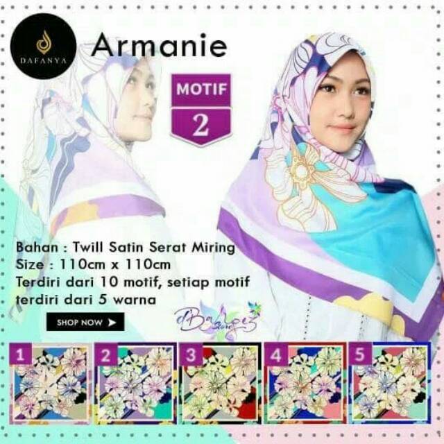 Jilbab Segiempat Armanie Satin motif 2 By Dafanya - Hijab Jilbab Scarf Kerudung Murah