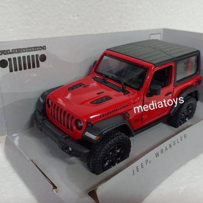 diecast 1:32 mobil jeep wrangler rubicon.merk kinsmart (merah)