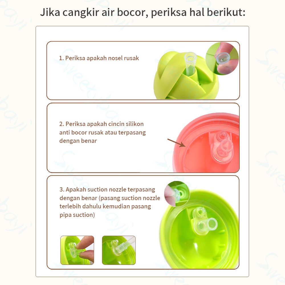 Penutup cangkir sippy PIKO BELLO /Aksesoris Sedotan botol silikon