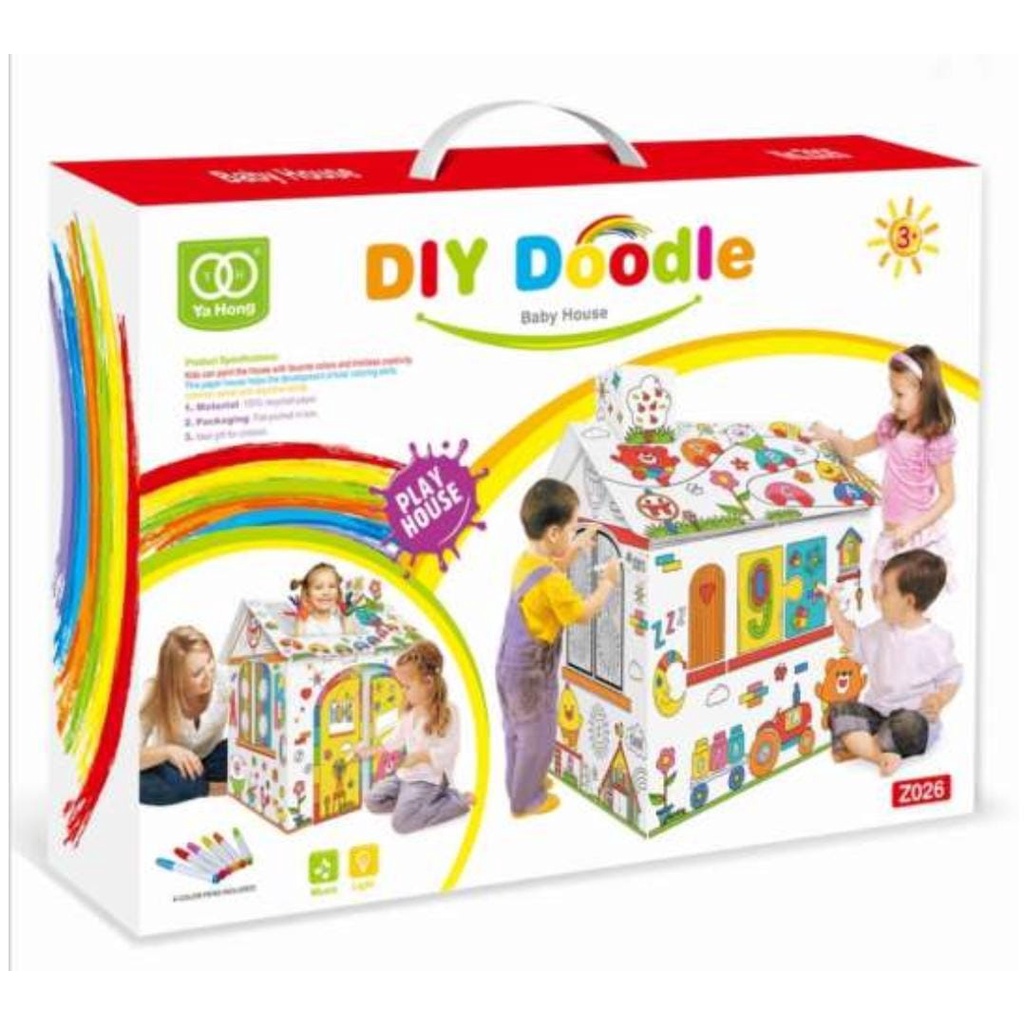 Mainan Tenda Anak Mewarnai Rumah Barbie DIY Bonus Spidol Warna Edukasi Belajar Ada Lampu dan Suara-1