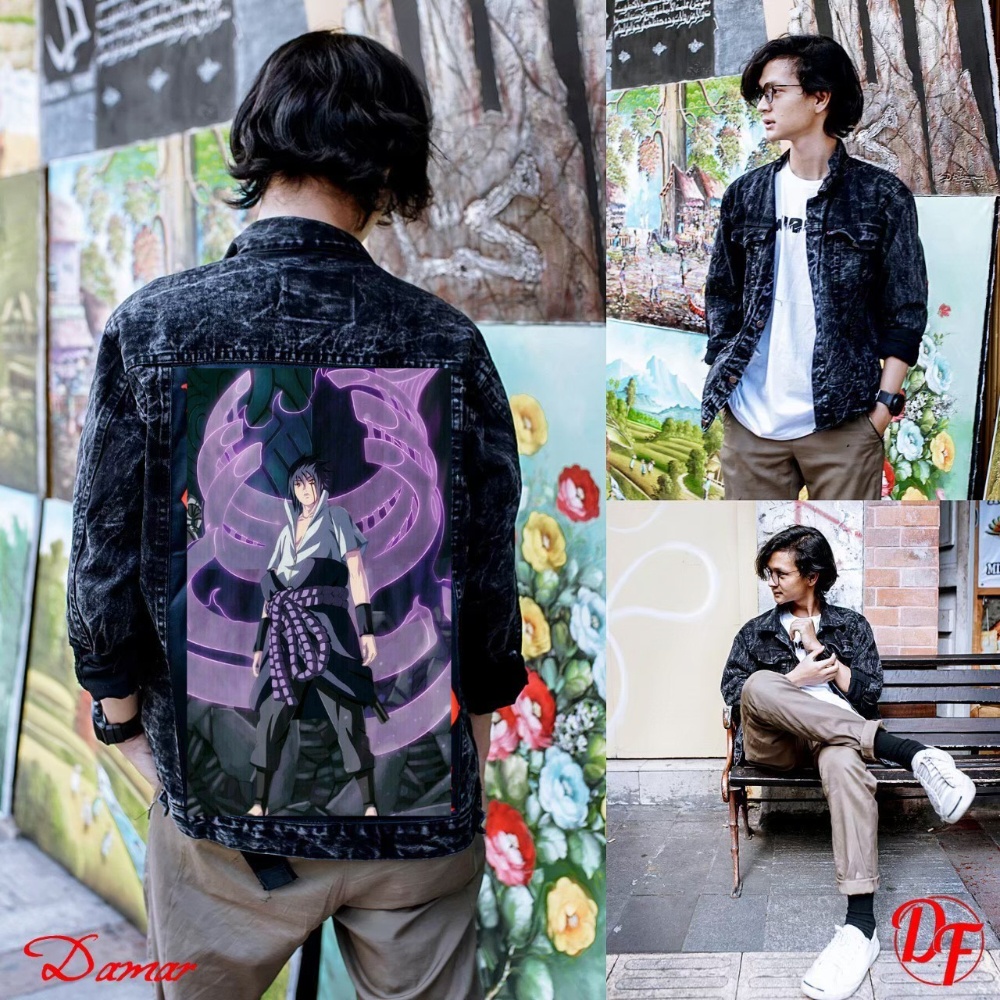 jaket jeans pria terbaru 2022 bergambar naruto /jaket pria printing/ jaket jeans pria bergambar terbaru/ jaket pria keren/ jaket pria denim jeans bergambar belakang