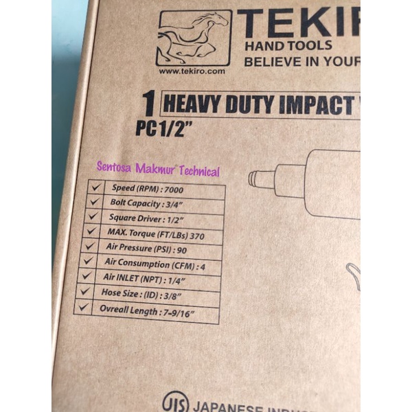 TEKIRO 1/2&quot; Air Impact Wrench Bor Pembuka Baut Roda Angin 1/2 Inchi