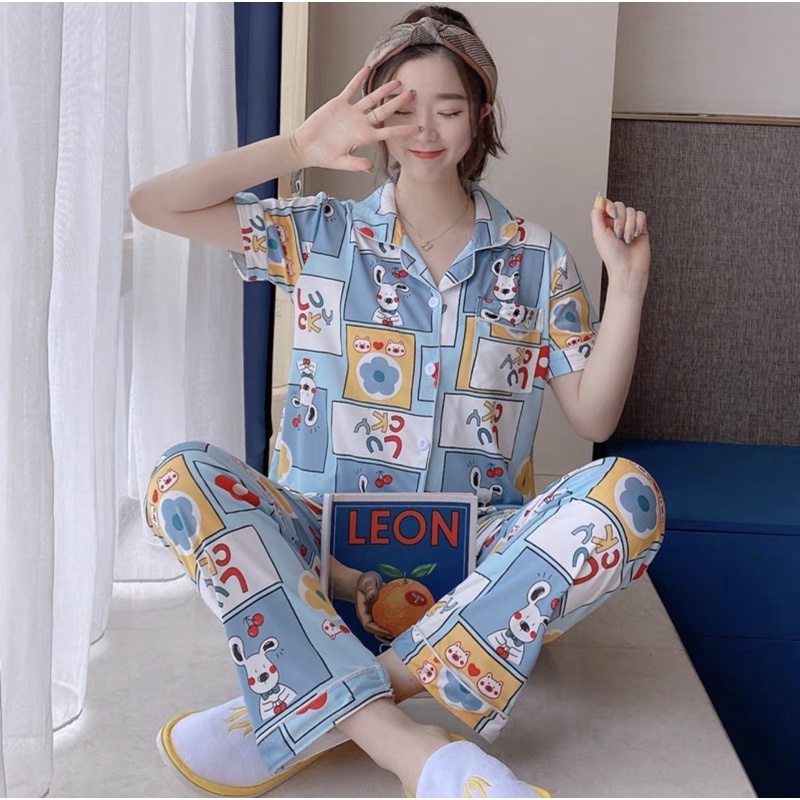 JC Piyama Set CP import / Piyama wanita CP / Piyama wanita Import murah-Bunny Cherry Flow CP