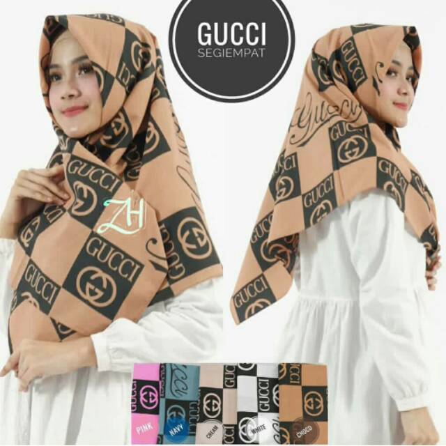 SEGI EMPAT MOTIF GUCCI / SEGI4 KATUN BRANDED / HIJAB SQUARE COTTON / JILBAB KERUDUNG