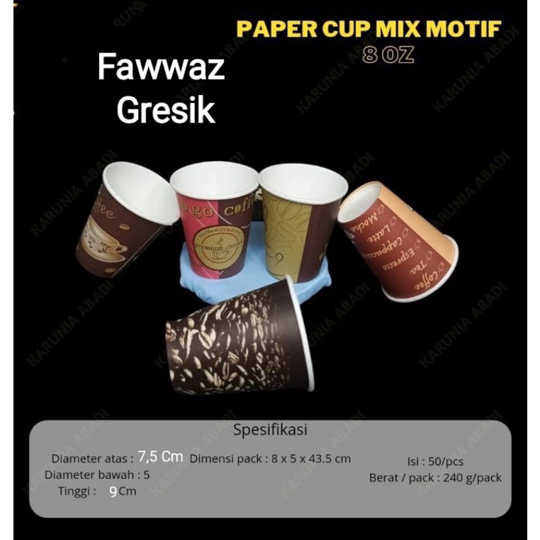 Paper Cup 8 oz Motif - Gelas Kertas Motif 50 Pcs Gelas Kopi Kertas